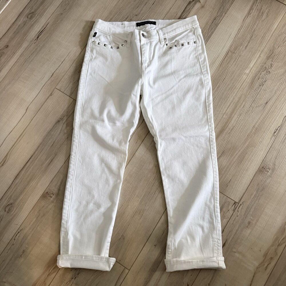 Rock & Republic Jeans Womens Size 12 Kendal Cropped Straight White Denim Stretch